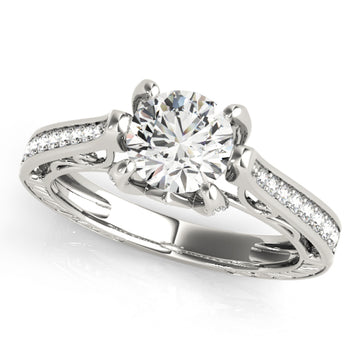 Silver Single Row Engagement Ring Prong Set